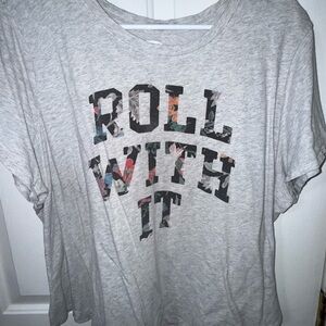 Grey Graphic Tee "Roll With It"